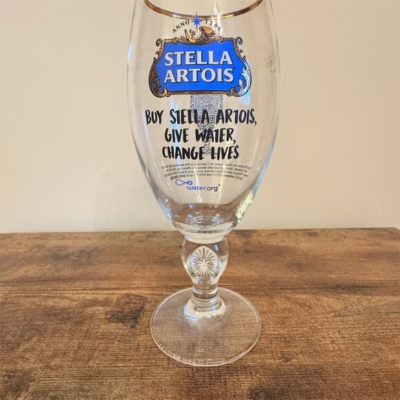 Stella Artois Limited Edition Chalice Glass 40cl Blue Gold Rim - Picture 1 of 7